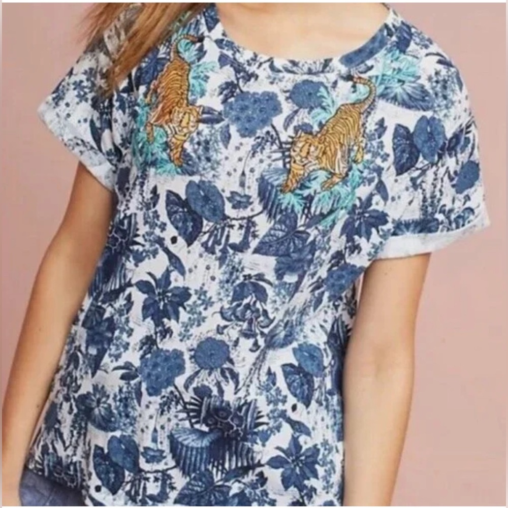 Boho‎ Tiger Tee - Anthropologie Akemi & Kin TigerTop - XS - Whimsical Oversized